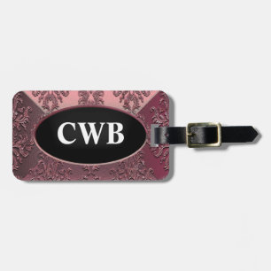 Nicollettere Elegant Damask Monogram Luggage Tag