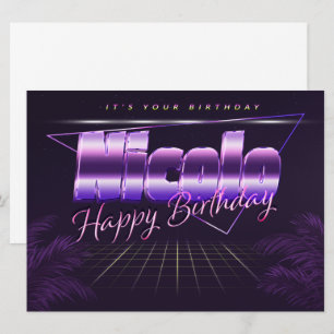 Nicolo Name Vorname lila retro Karte Geburtstag Card