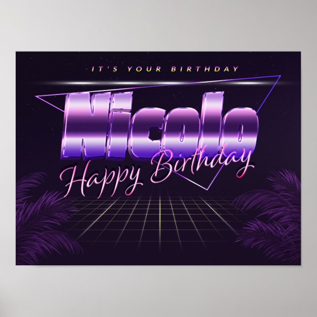 Nicolo Surname first name lila retro Poster (Front)