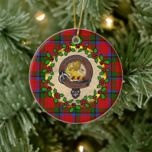 Nicolson Badge & Tartan Personalised Christmas Ceramic Ornament