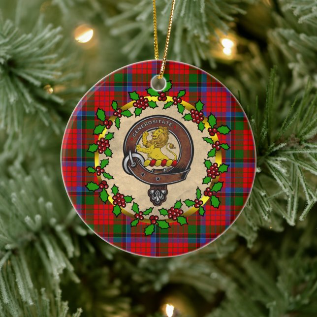 Nicolson Badge & Tartan Personalised Christmas Ceramic Ornament (Tree)