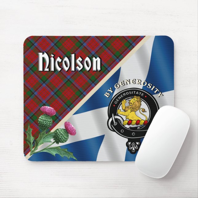 Nicolson Clan Badge & Tartan  Mouse Pad (With Mouse)