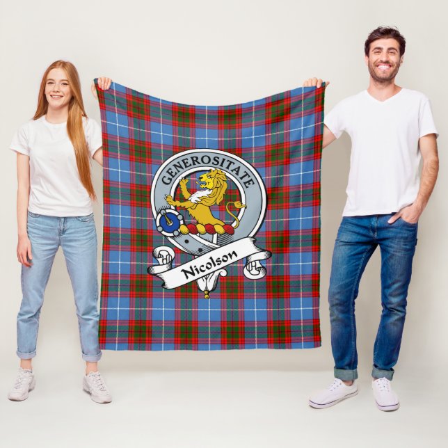 Nicolson Clan Badge Tartan Plaid Fleece Blanket (In Situ)