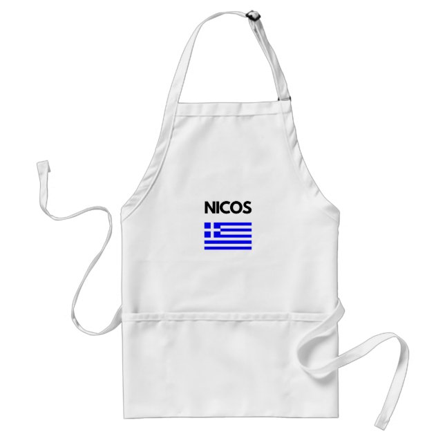 Nicos Greek Name with Greek Flag Design Standard Apron (Front)