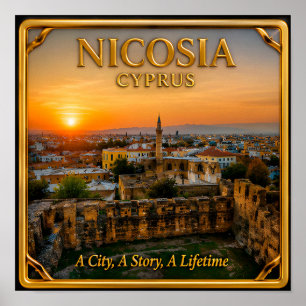 Nicosia Cyprus Golden Travel Memory Poster