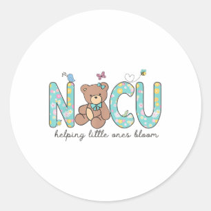 Nicu Bear Spring Nicu Nurse Helping Little Ones Bl Classic Round Sticker