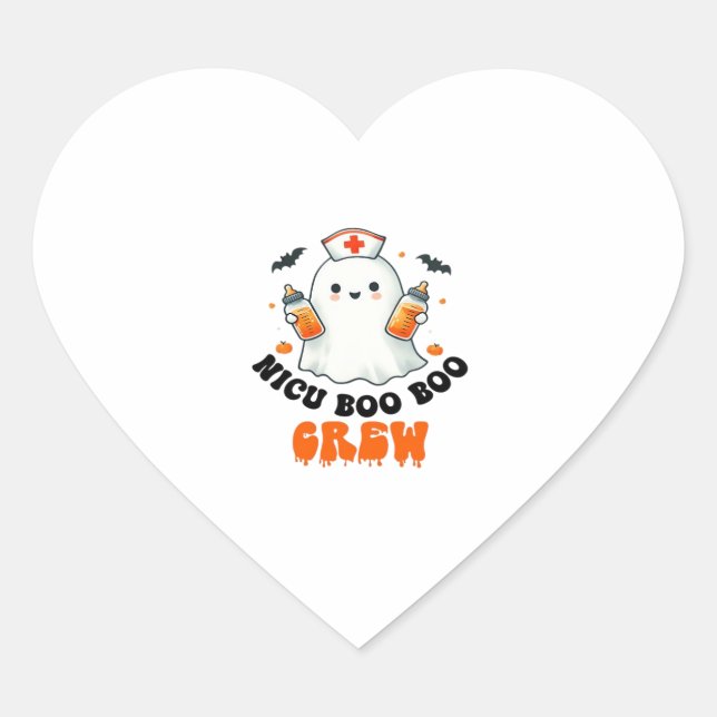 Nicu boo boo crew halloween,Nicu Boo Crew Funny Nu Heart Sticker (Front)