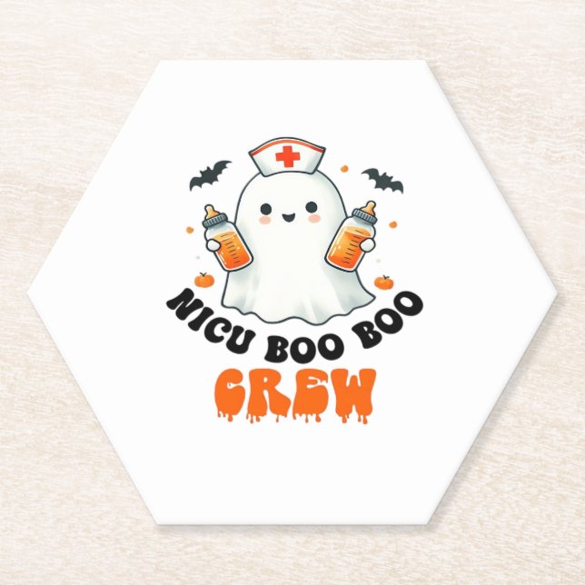 Nicu boo boo crew halloween,Nicu Boo Crew Funny Nu Paper Coaster (Front)
