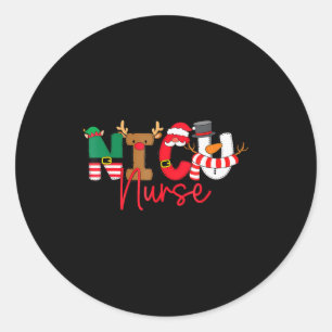 Nicu Christmas Shirt Nicu Nurse Xmas Party Nicu Nu Classic Round Sticker