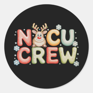 NICU Crew Christmas Lights Reindeer Neonatal Xmas Classic Round Sticker