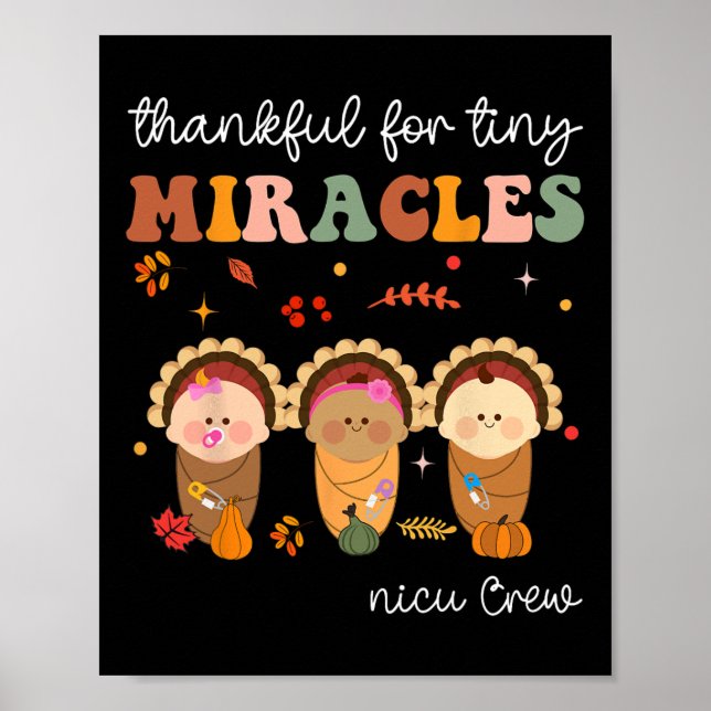 Nicu Crwe Thanksgiving Nurse Fall Thankful For Tin Poster (Front)