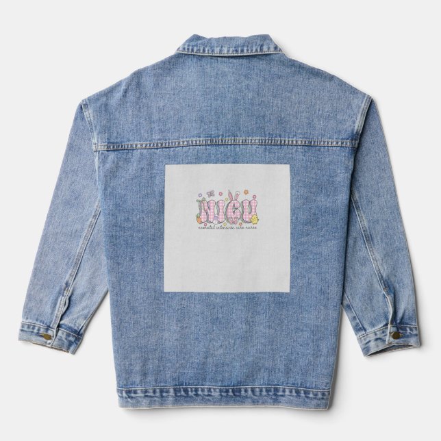 NICU Easter Neonatal Intensive Care Unit Nursing S Denim Jacket (Back)