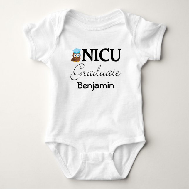 NICU Graduate Personalised Baby Boy T-shirt Bodysuit (Front)
