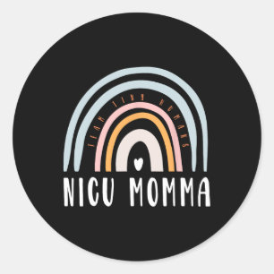 Nicu Momma Retro Boho Rainbow Colourful Nicu Mum T Classic Round Sticker