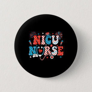 Nicu Nurse 4th Of July American Flag Patriotic Nic 6 Cm Round Badge