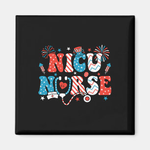 Nicu Nurse 4th Of July American Flag Patriotic Nic Magnet