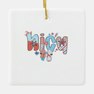 NICU Nurse 4th of July American Nurse Ceramic Ornament