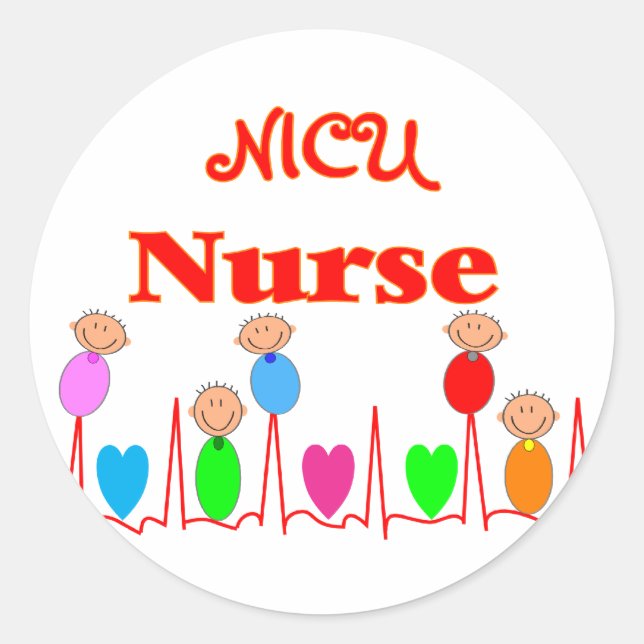 NICU Nurse--Adorable Baby Graphics Classic Round Sticker (Front)