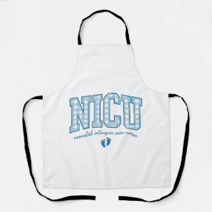 NICU Nurse Baby Feet Plaid Lettering Shirt Design_ Apron