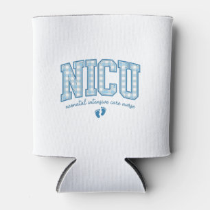 NICU Nurse Baby Feet Plaid Lettering Shirt Design_ Can Cooler