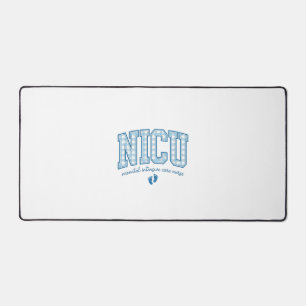 NICU Nurse Baby Feet Plaid Lettering Shirt Design_ Desk Mat