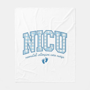 NICU Nurse Baby Feet Plaid Lettering Shirt Design_ Fleece Blanket