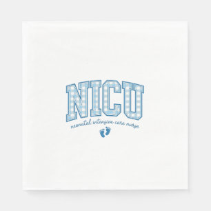 NICU Nurse Baby Feet Plaid Lettering Shirt Design_ Napkin