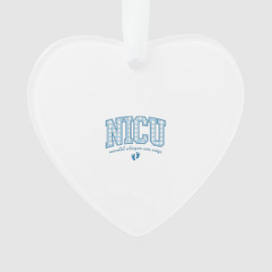 NICU Nurse Baby Feet Plaid Lettering Shirt Design_ Ornament