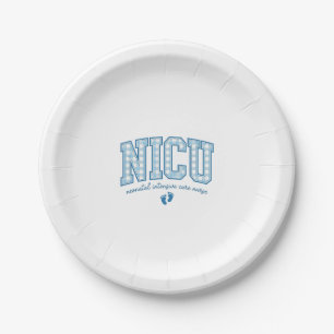 NICU Nurse Baby Feet Plaid Lettering Shirt Design_ Paper Plate