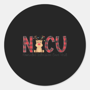 Nicu Nurse Christmas Reindeer Neonatal Intensive C Classic Round Sticker