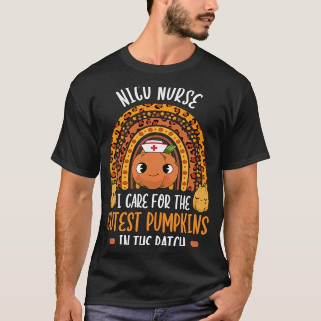 NICU Nurse Cutest Pumpkins In The Patch Rainbow Ha T-Shirt (Front)