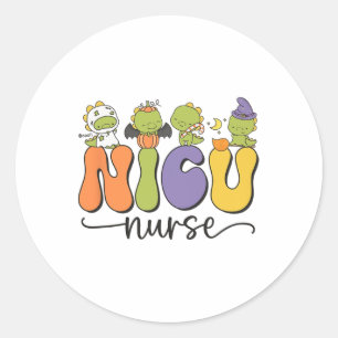 Nicu Nurse Dinosaur Halloween Pumpkin Neonatal Icu Classic Round Sticker