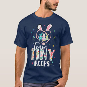 NICU Nurse Easter Team Tiny Humans Bunnies Stetho T-Shirt