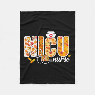 Nicu Nurse Fall Autumn Leaves Thanksgiving Healthc Fleece Blanket