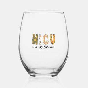 NICU Nurse Fall Halloween for Women Men Stemless Wine Glass