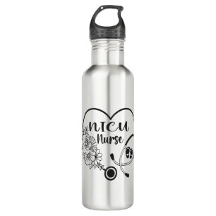 Nicu Nurse Floral Heart Stethoscope 710 Ml Water Bottle
