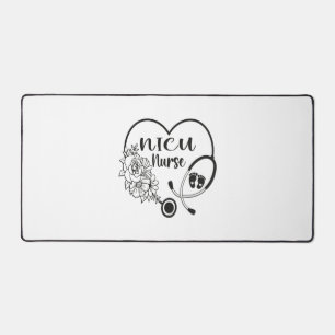 Nicu Nurse Floral Heart Stethoscope Desk Mat