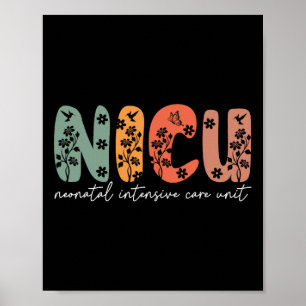 Nicu Nurse Floral Nicu Boho Neonatal Intensive Car Poster