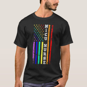 Nicu Nurse Gay Pride American Flag Pride Month 4th T-Shirt