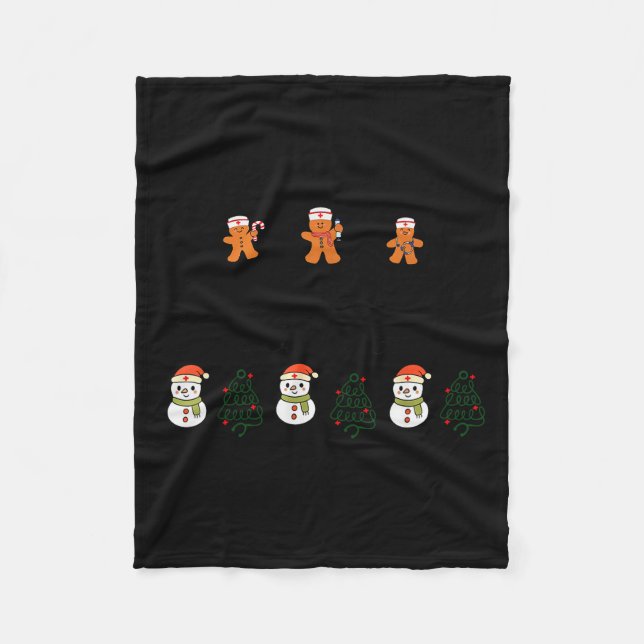 Nicu Nurse Gingerbread Christmas Xmas Holiday Part Fleece Blanket (Front)