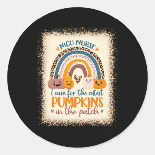 Nicu Nurse Halloween I Care For Cutest Pumpkins In Classic Round Sticker