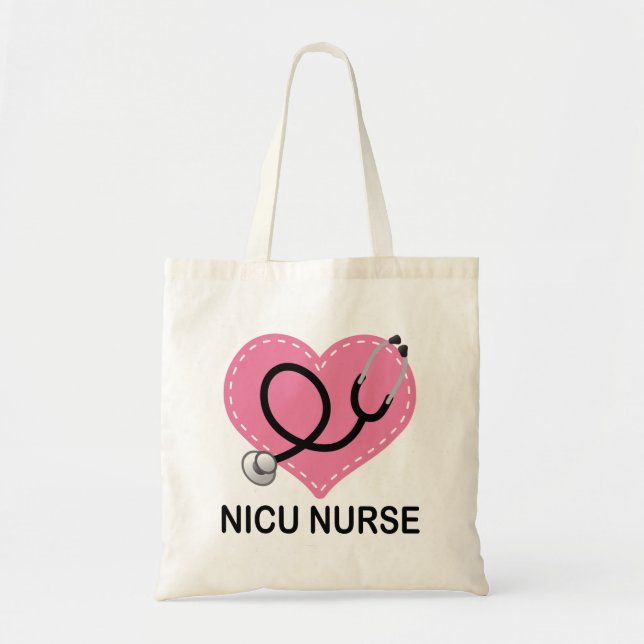 Nicu Nurse Heart Stethoscope Tote Bag (Front)