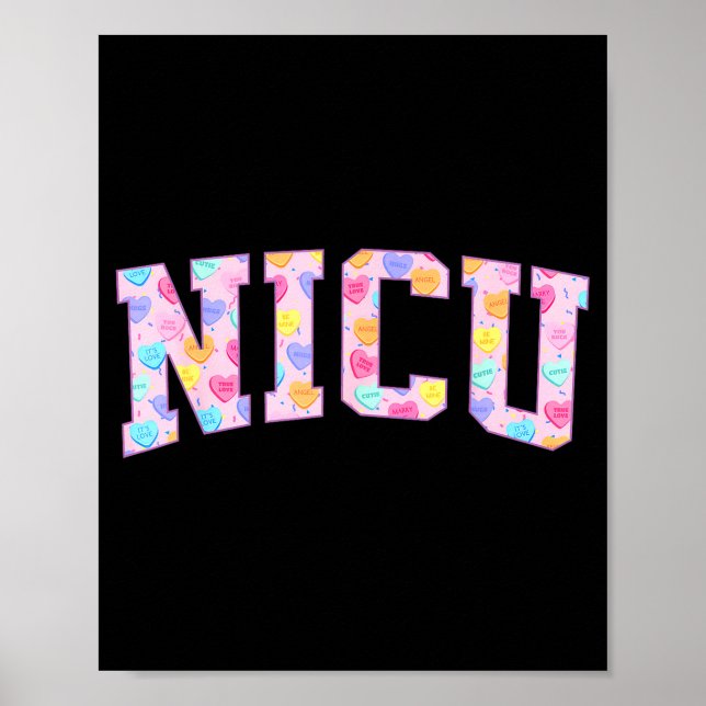 Nicu Nurse Heart Valentines Day Neonatal Intensive Poster (Front)