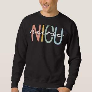 NICU Nurse ICU Neonatal Boho Rainbow Team Tiny Hum Sweatshirt