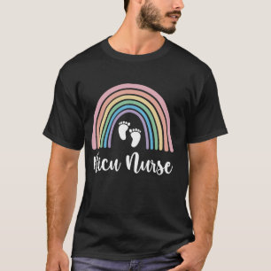 NICU Nurse ICU Neonatal Boho Rainbow Team Tiny Hum T-Shirt