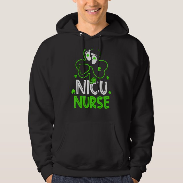 Nicu Nurse Life Stethoscope Nursing Happy St Patri Hoodie (Front)