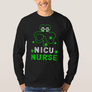 Nicu Nurse Life Stethoscope Nursing Happy St Patri T-Shirt