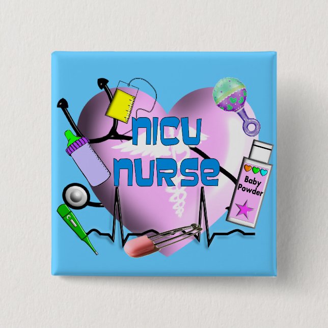 NICU Nurse Pink Heart Design Gifts 15 Cm Square Badge (Front)