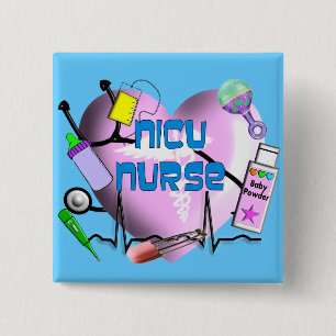 NICU Nurse Pink Heart Design Gifts 15 Cm Square Badge