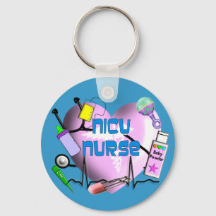 NICU Nurse Pink Heart Design Gifts Key Ring